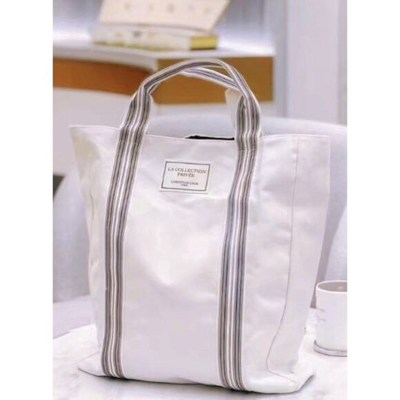 DIOR RIVIERA Le Collection Privee Canvas Tote Bag White and Gray - Picture 2 of 6